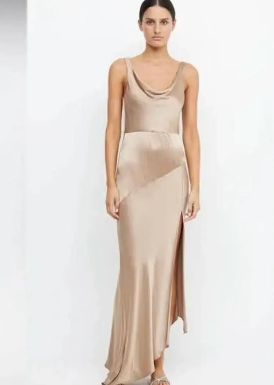 Bec & Bridge Moon Dance Cowl Dress Gold for rent on The Volte - main image