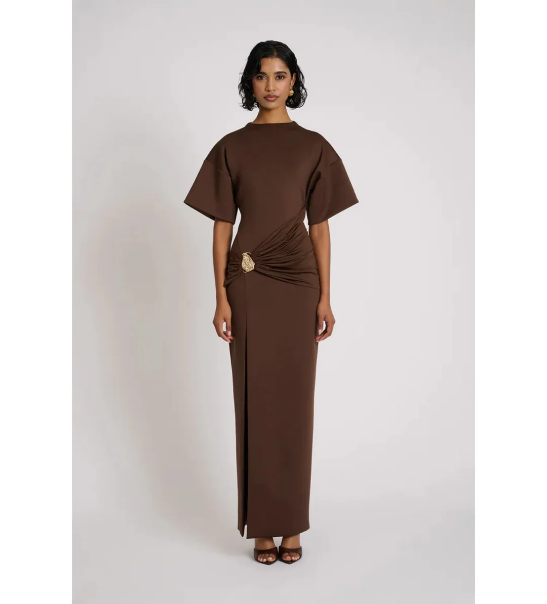 Eliya the Label Aldo Maxi Dress in Chocolate Size 14 for rent on The Volte - main image