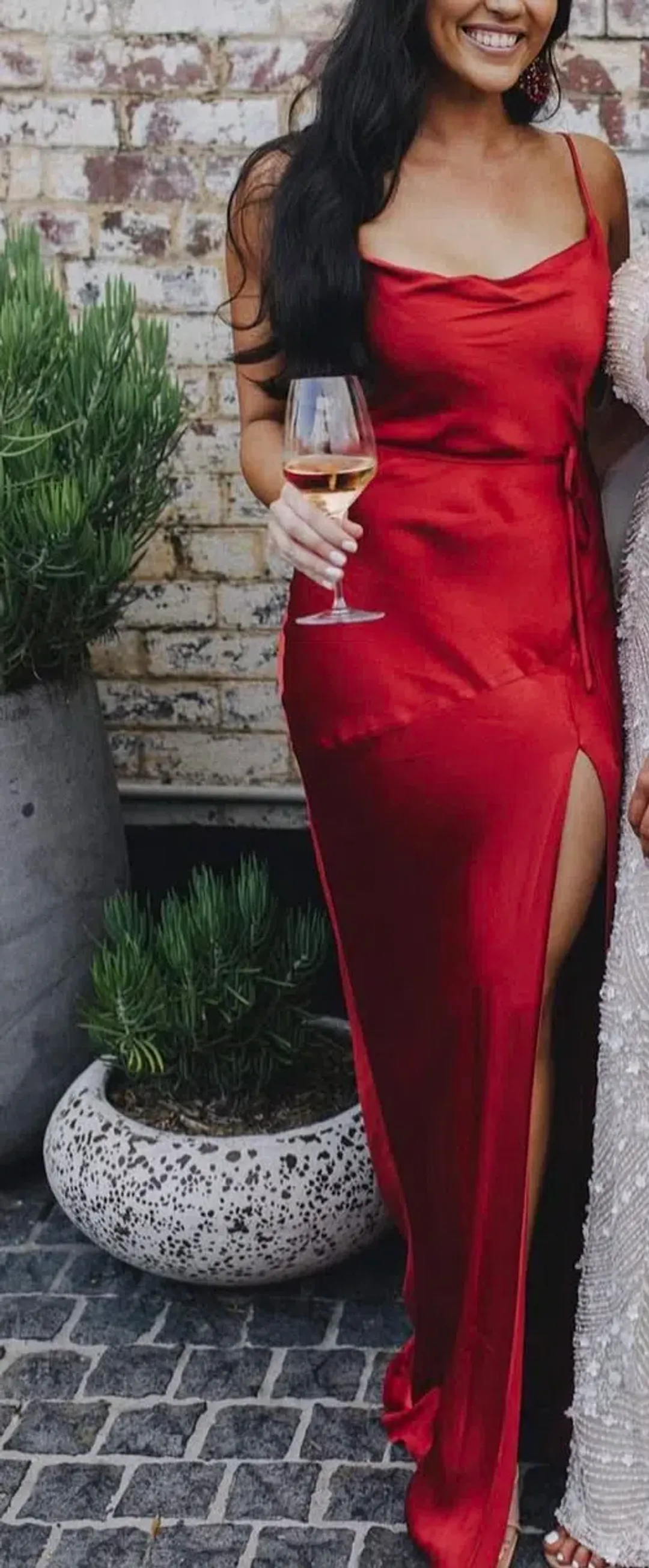 SHONA JOY La Lune Bias Cowl Maxi With Split - Red for rent on The Volte - main image