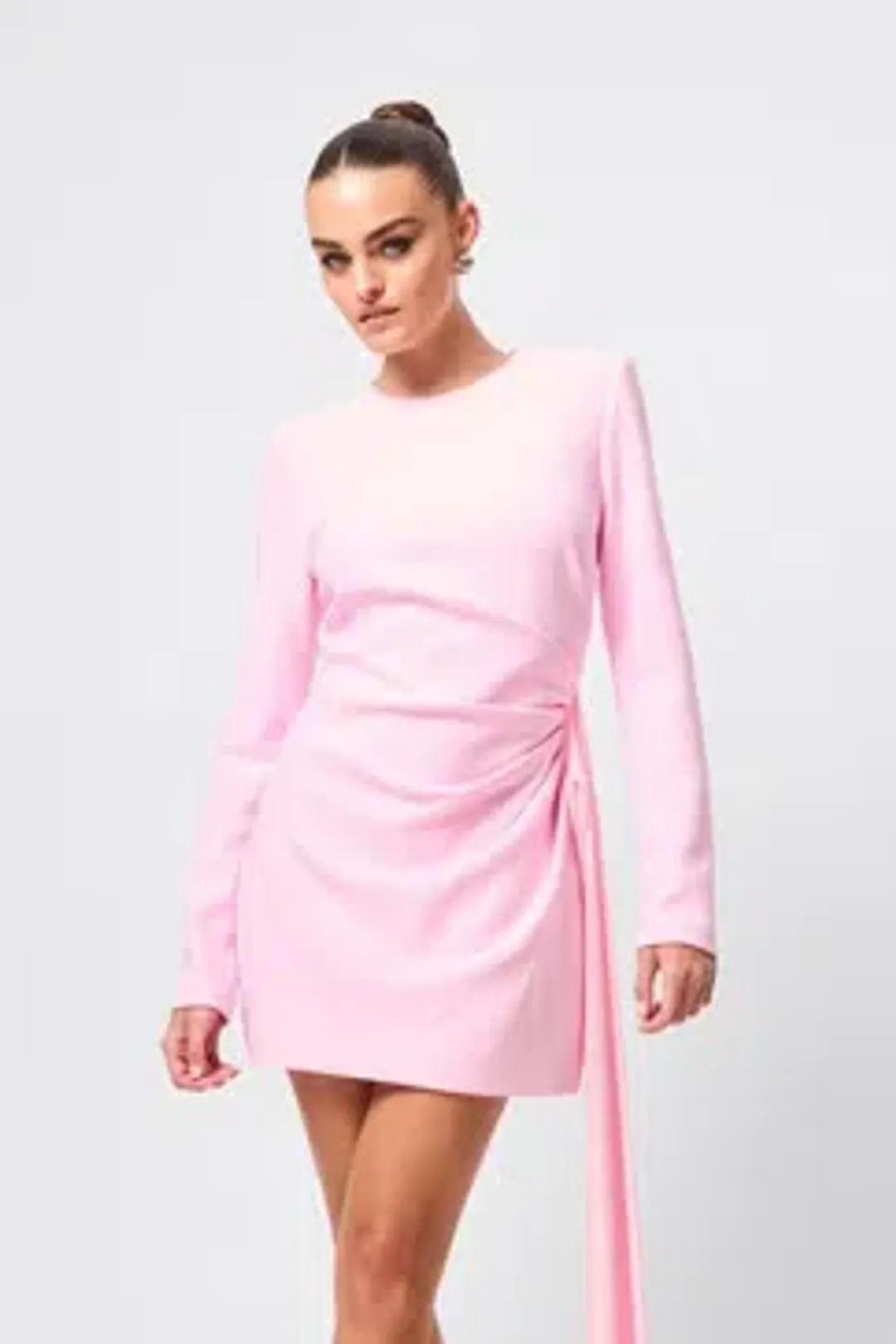 MOSSMAN SENSE OF MYSTERY DRAPED MINI DRESS / PINK / SIZE 12 for rent on The Volte - main image