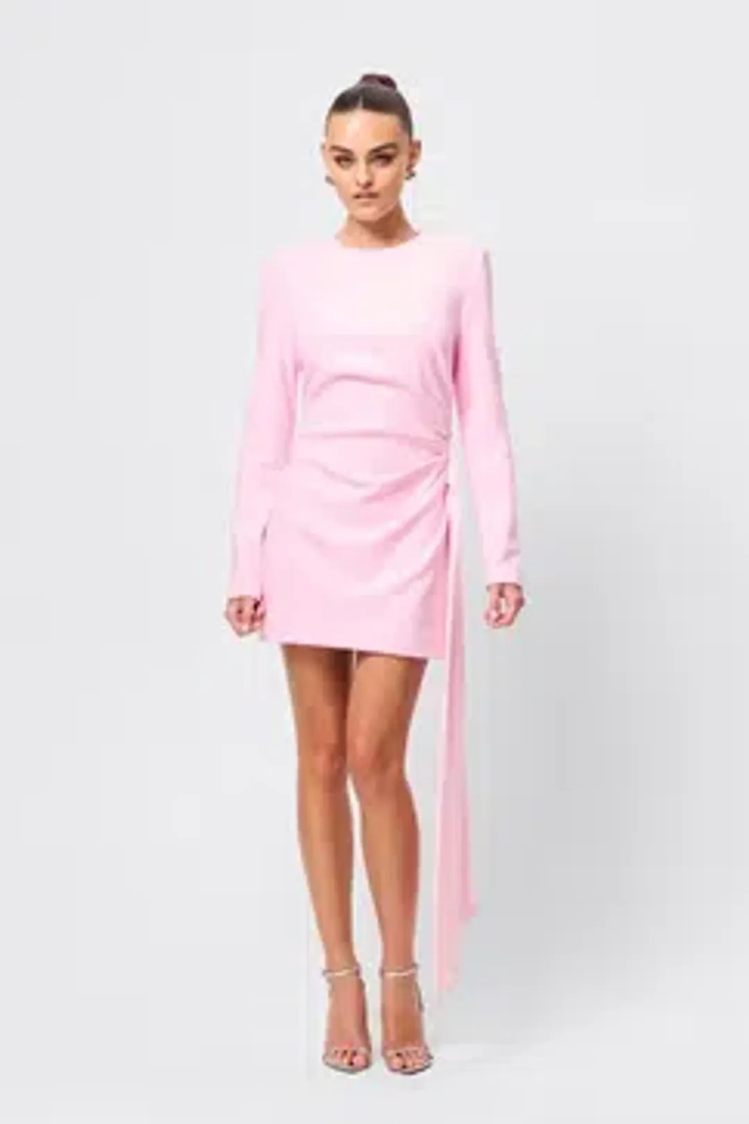 MOSSMAN SENSE OF MYSTERY DRAPED MINI DRESS / PINK / SIZE 14 for rent on The Volte - main image