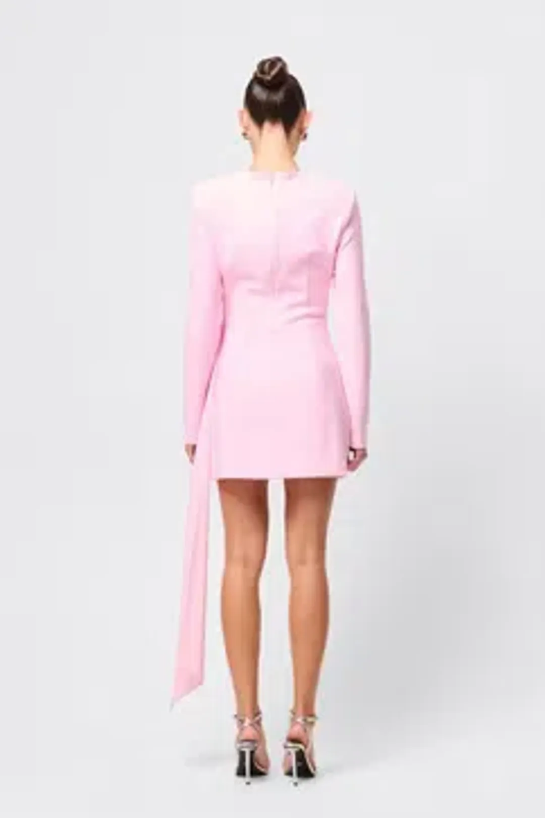 MOSSMAN SENSE OF MYSTERY DRAPED MINI DRESS / PINK / SIZE 14 for rent on The Volte - main image
