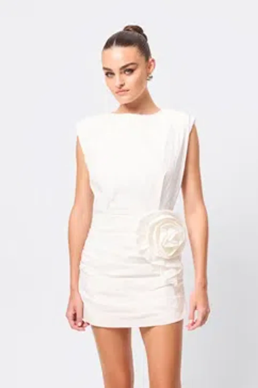 MOSSMAN WRAPPED IN YOU MINI DRESS / WHITE / SIZE 12 for rent on The Volte - main image