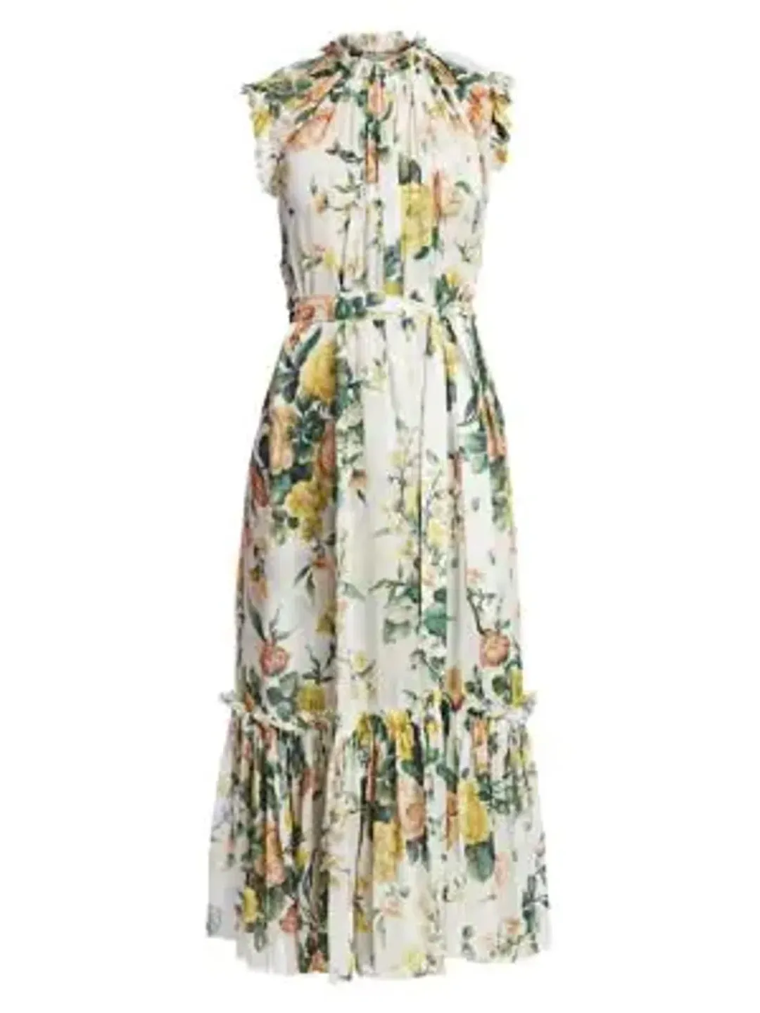 Zimmermann Zippy Frill Midi/Maxi Dress White Floral Size 2 AU 12 for rent on The Volte - main image