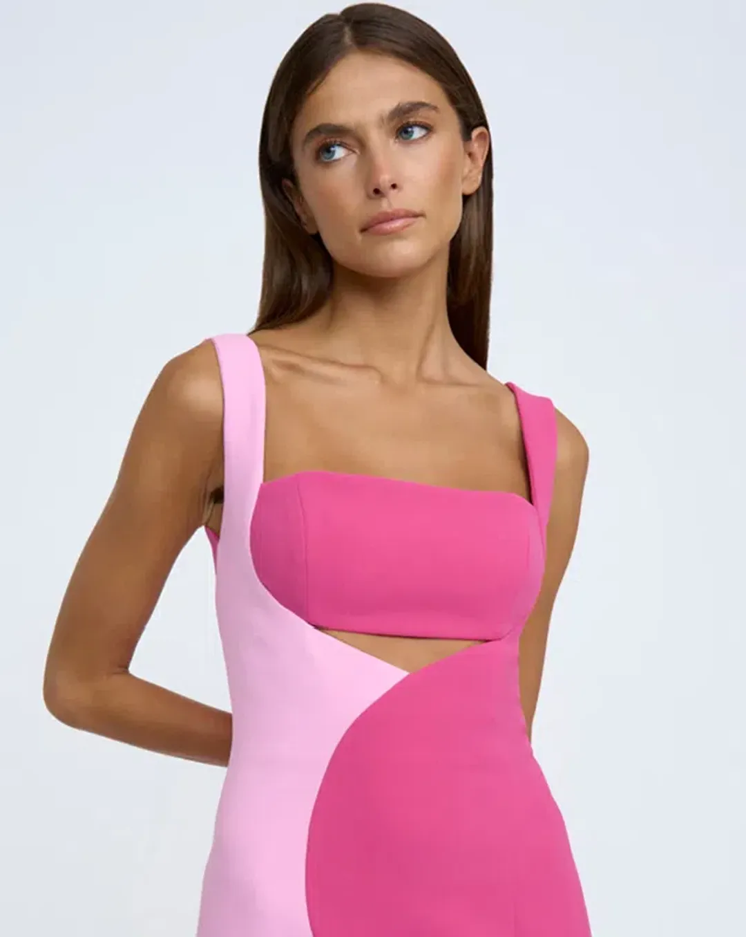 By Johnny Two Tone Curve Midi Dress - Size 10 for rent on The Volte - main image