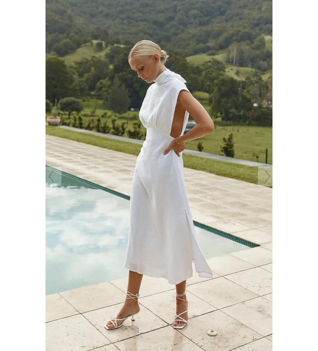 Dissh Della High Neck Midi Linen Dress SIze AU 6 for rent on The Volte - main image