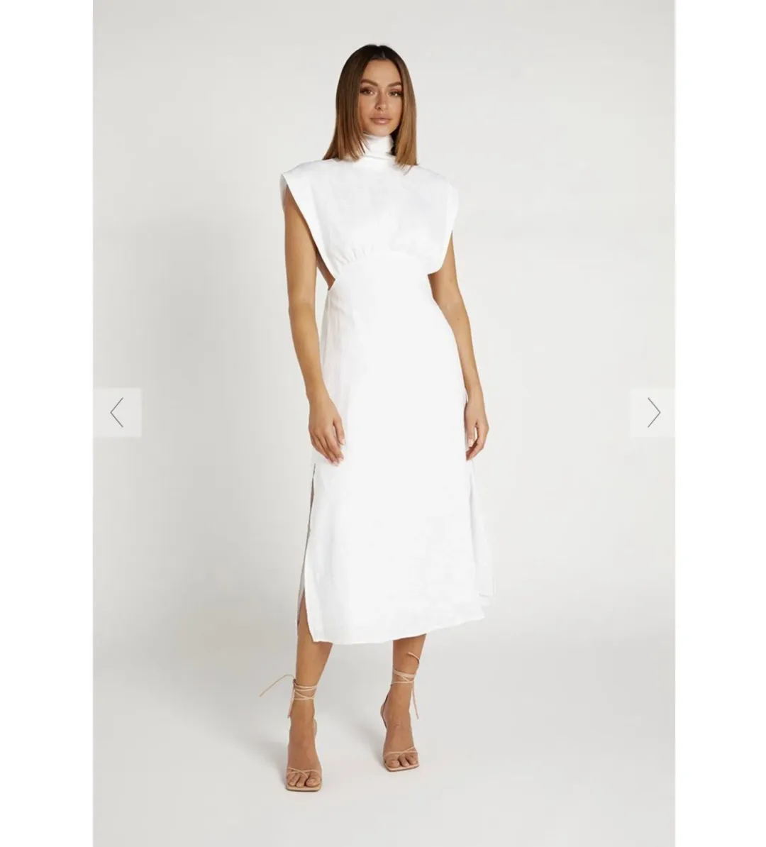 Dissh Della High Neck Midi Linen Dress SIze AU 6 for rent on The Volte - main image