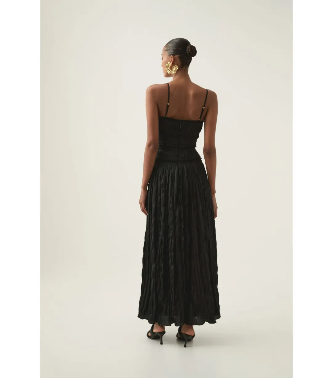 Aje Dewdrop Layered Satin Maxi Gown Black Size AU 10 for rent on The Volte - main image