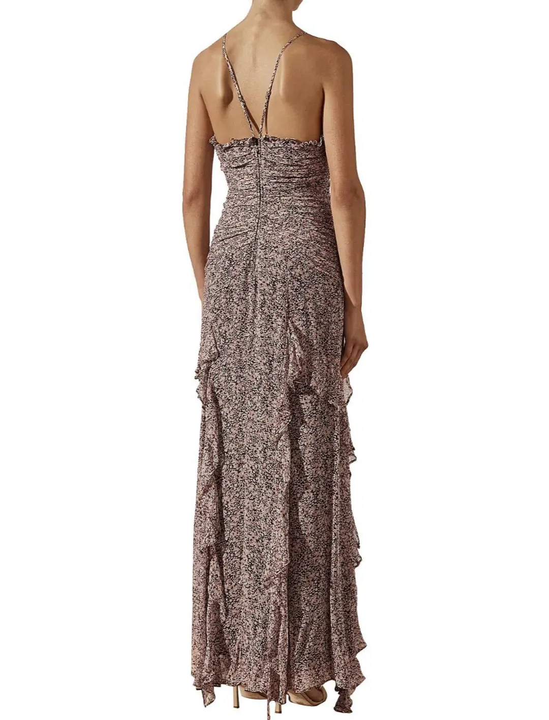 Shona Joy Cynthia Ruched Frill Maxi Dress Size 8 for rent on The Volte - main image
