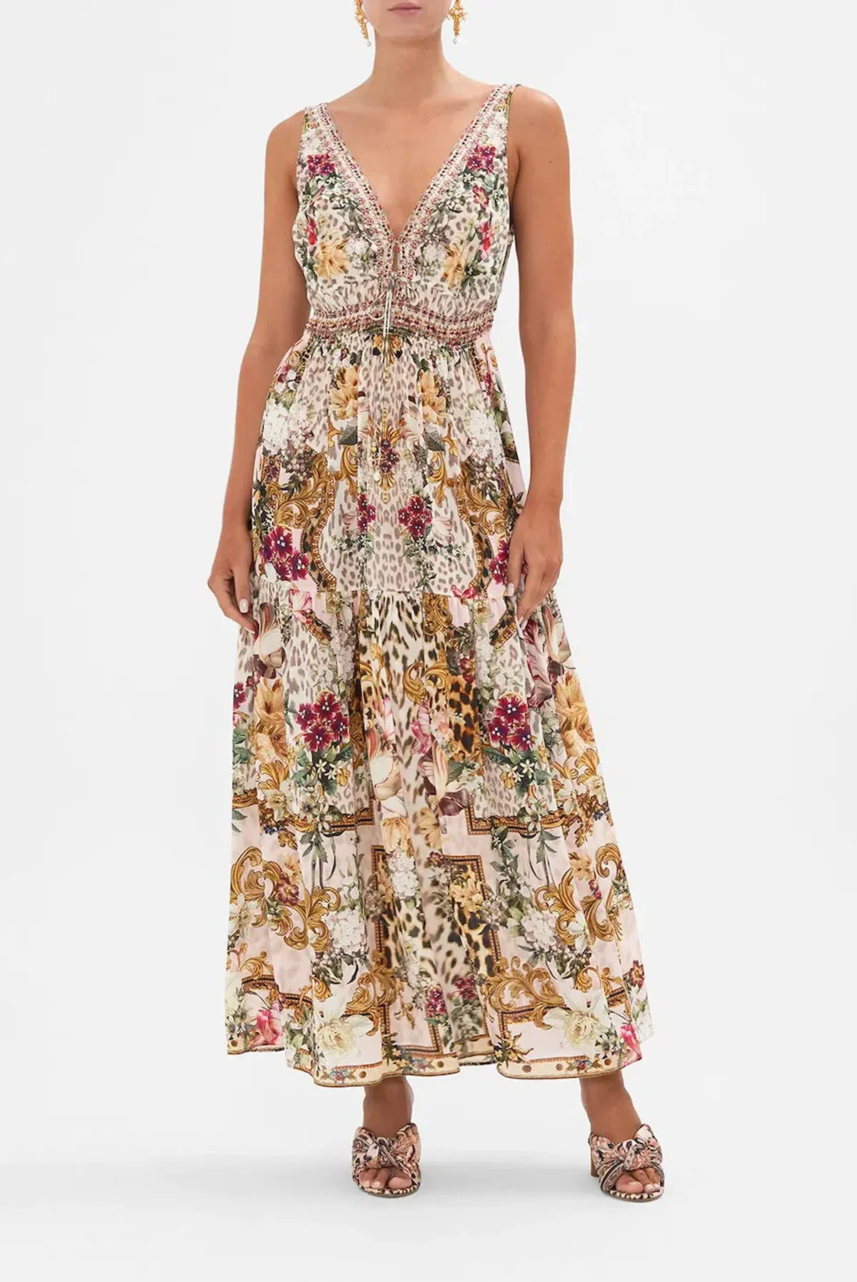 CAMILLA Shirred Waist Detail long dress Bambino Bliss, Size L - Image 1