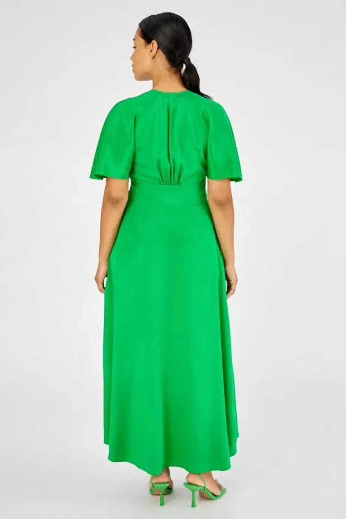 Oroton Cape Sleeve Midi Dress Green Size 10 - Image 4