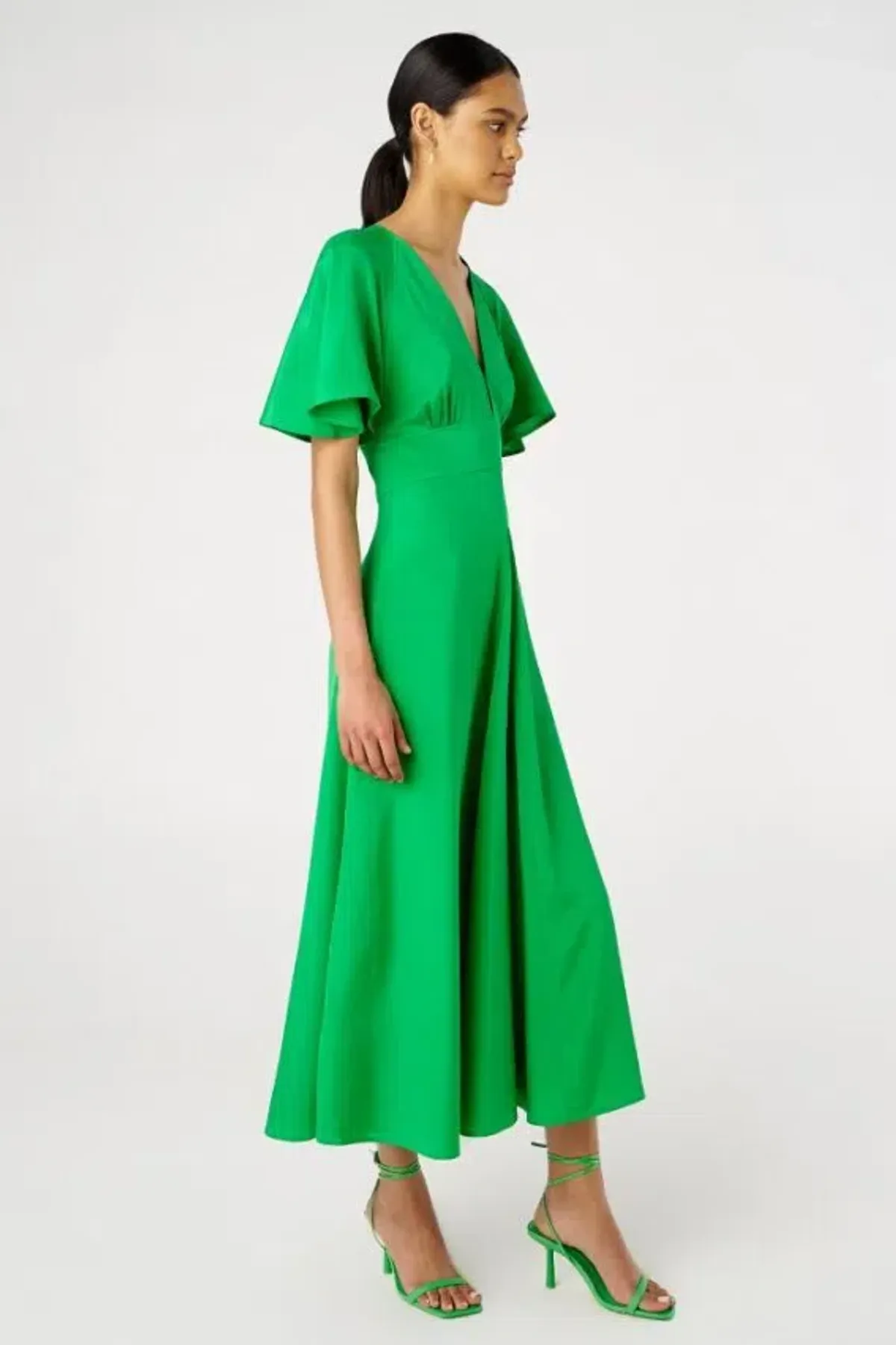 Oroton Cape Sleeve Midi Dress Green Size 10 - Image 3
