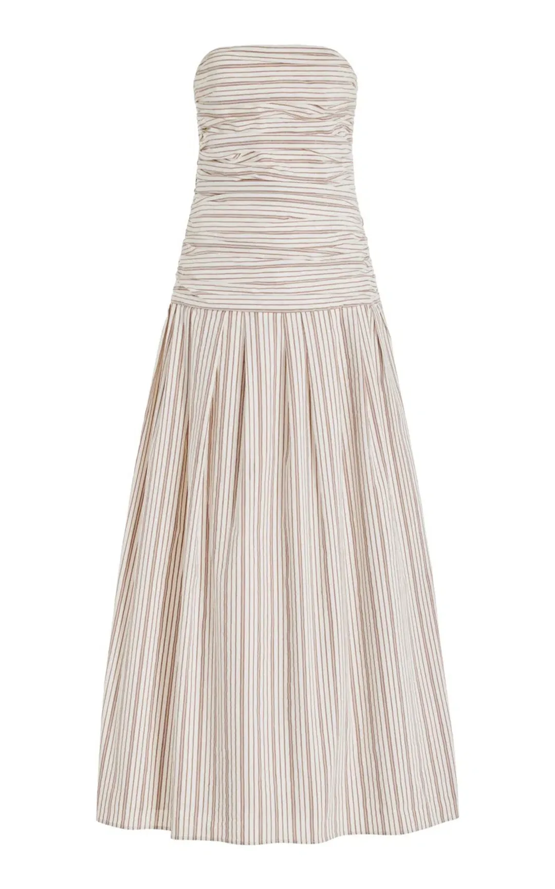 Anna Quan Isadora Strapless Maxi Dress Tobacco Stripe Size AU 6  for rent on The Volte - main image