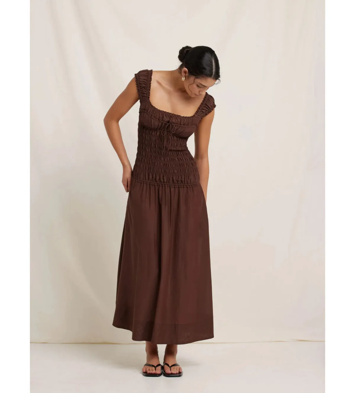 Peony Sonnet Pecan Midi Dress Brown Size M / AU 10 - Image 2