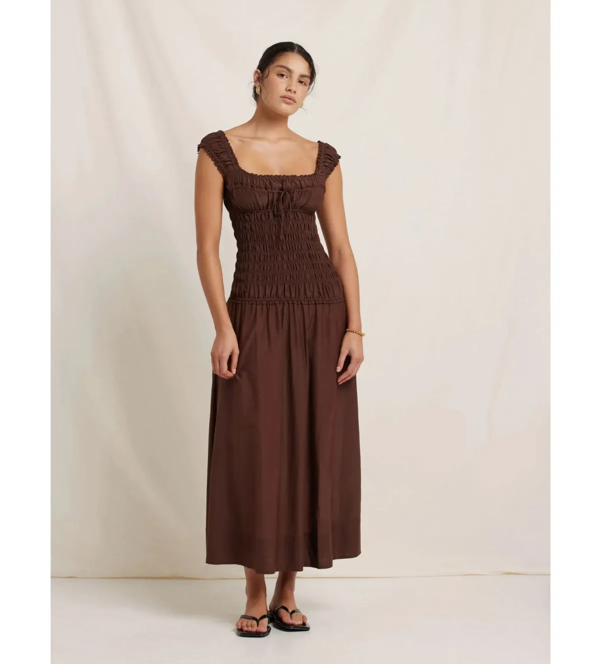 Peony Sonnet Pecan Midi Dress Brown Size M / AU 10 - Image 1