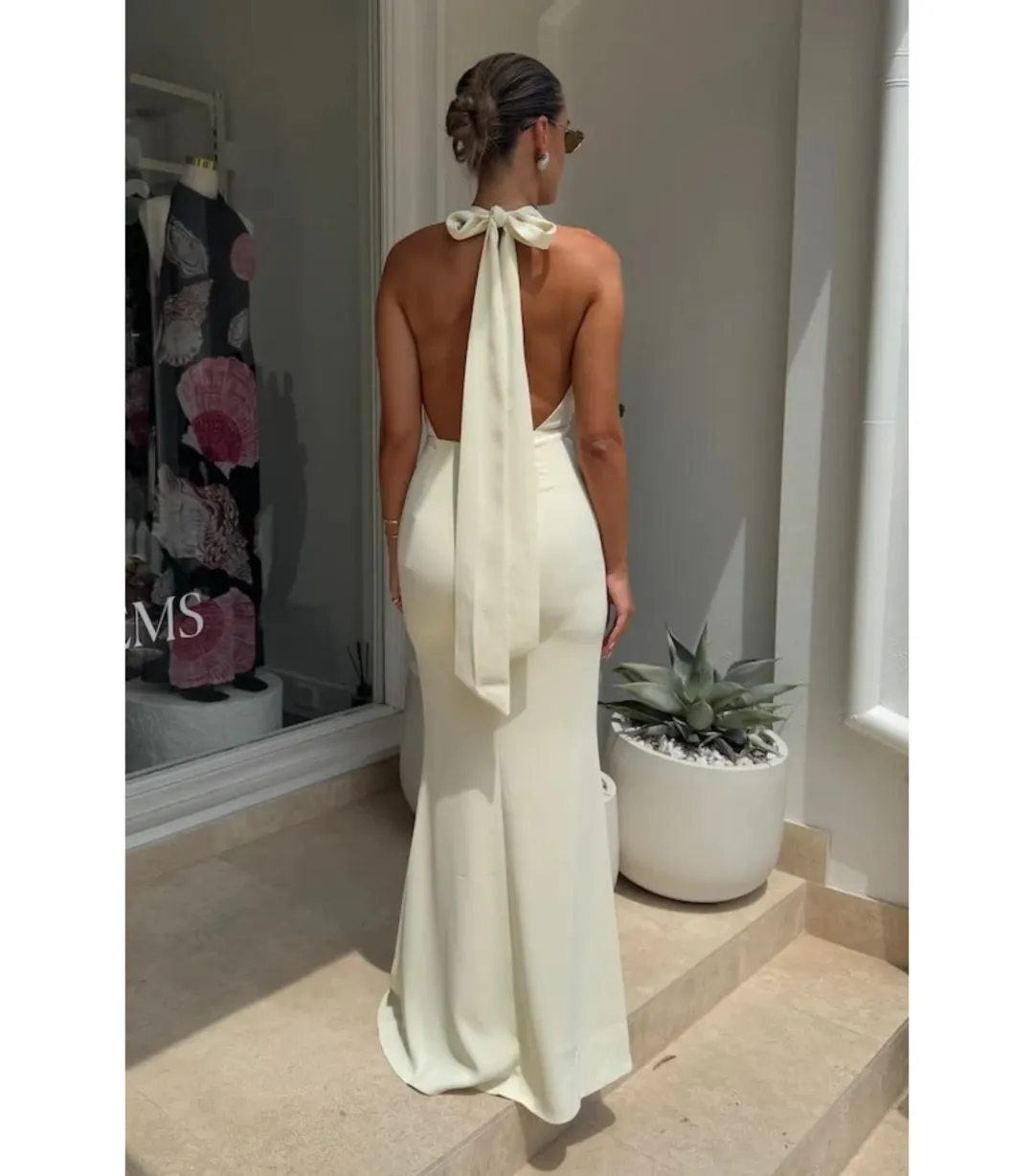 Odd Muse The Ultimate Muse Tie Neck Maxi Dress Butter Cream Size XS / AU 6  for rent on The Volte - main image