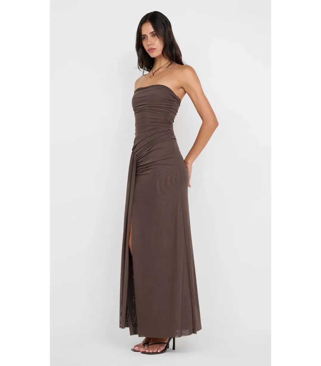 Bec & Bridge Ida Strapless Maxi Gown in Chocolate Brown Size AU 10 for rent on The Volte - main image