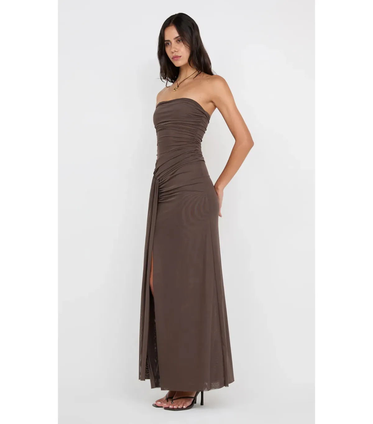 Bec & Bridge Ida Strapless Maxi Gown in Chocolate Brown Size AU 10 - Image 2