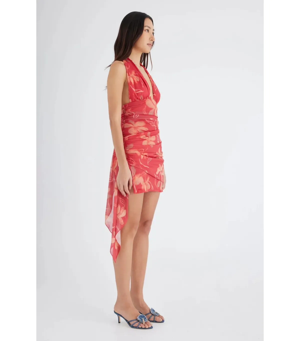 Benni Penelope Halter Mini Dress in Hibiscus Floral Size AU 6  - Image 2