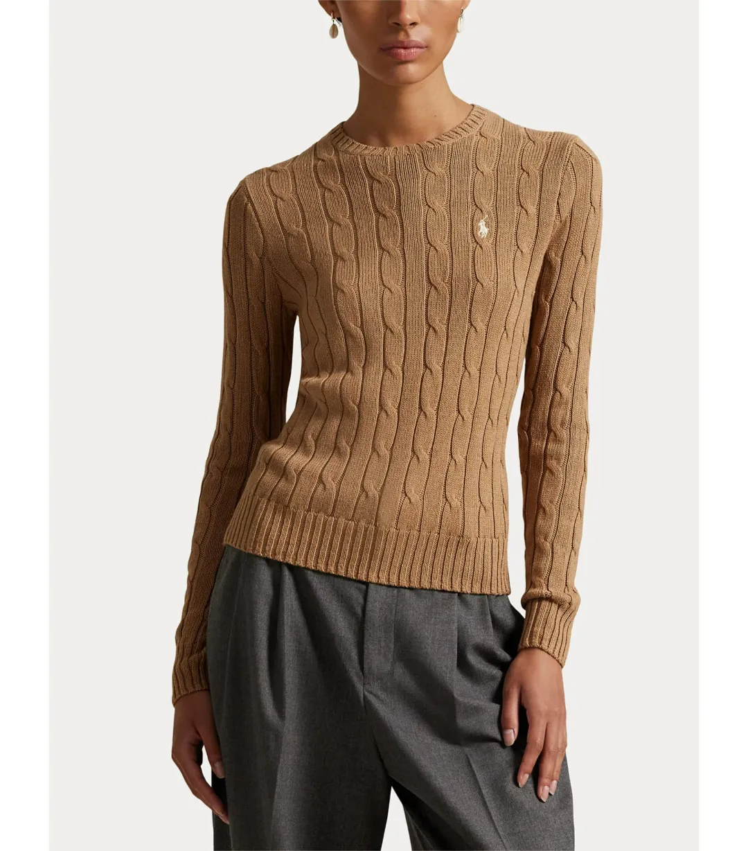Polo Ralph Lauren Cable-knit Cotton Crewneck Sweater Neutral Size M / AU 12 for rent on The Volte - main image