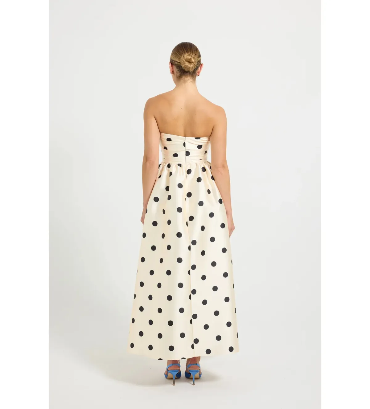 Pasduchas Dottie Strapless Midi Dress in Cream/ Black Size AU 10 - Image 3