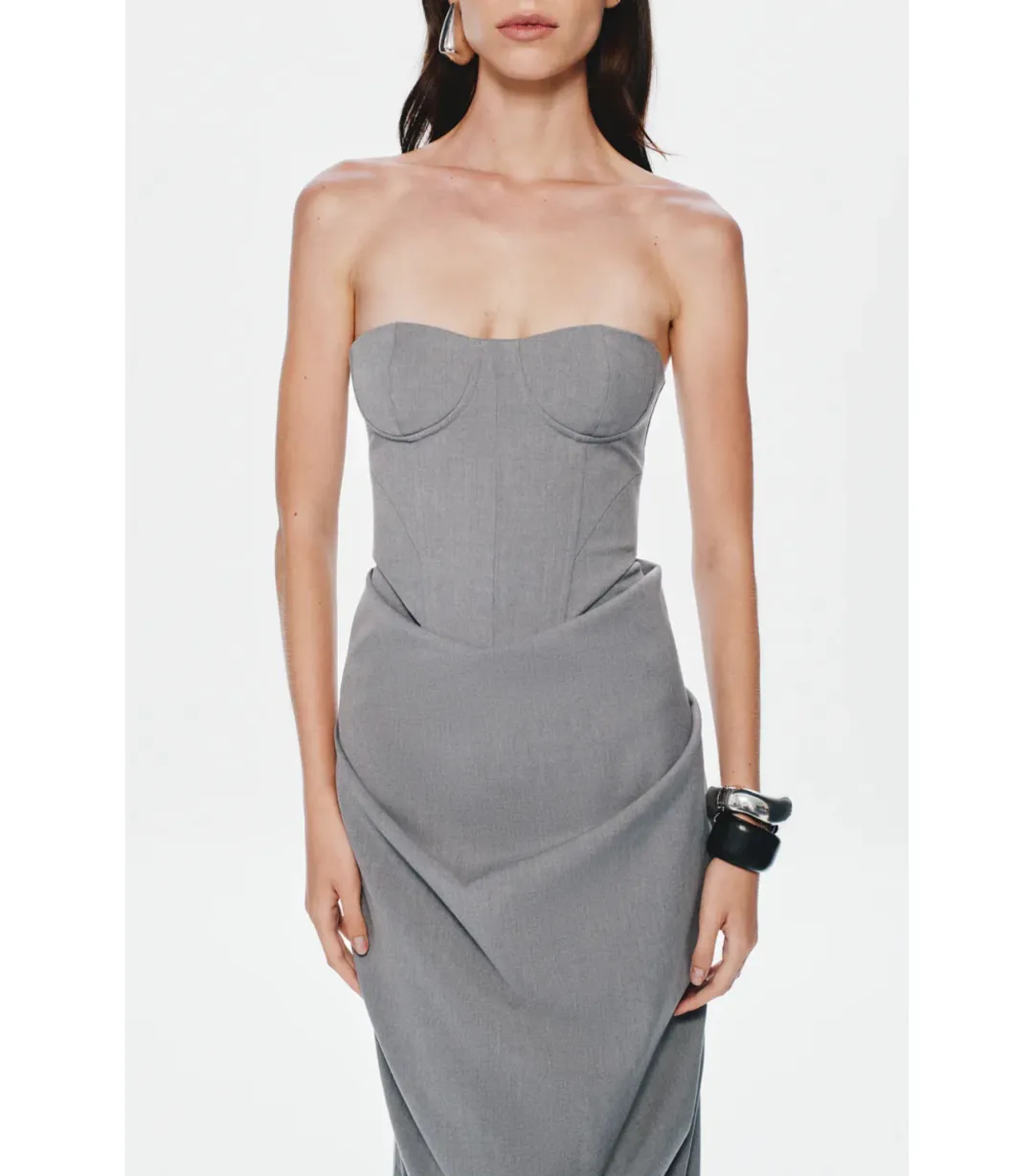 MISHA The Henri Suiting Top and Maxi Skirt Grey Size 6/XS for rent on The Volte - main image