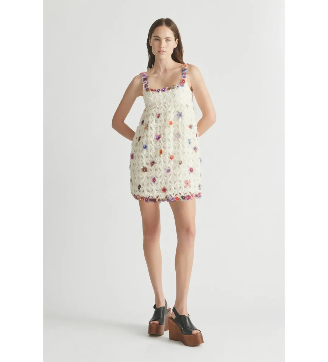 Antipodean Echo Crochet Flower Mini Dress Size AU 6 for rent on The Volte - main image