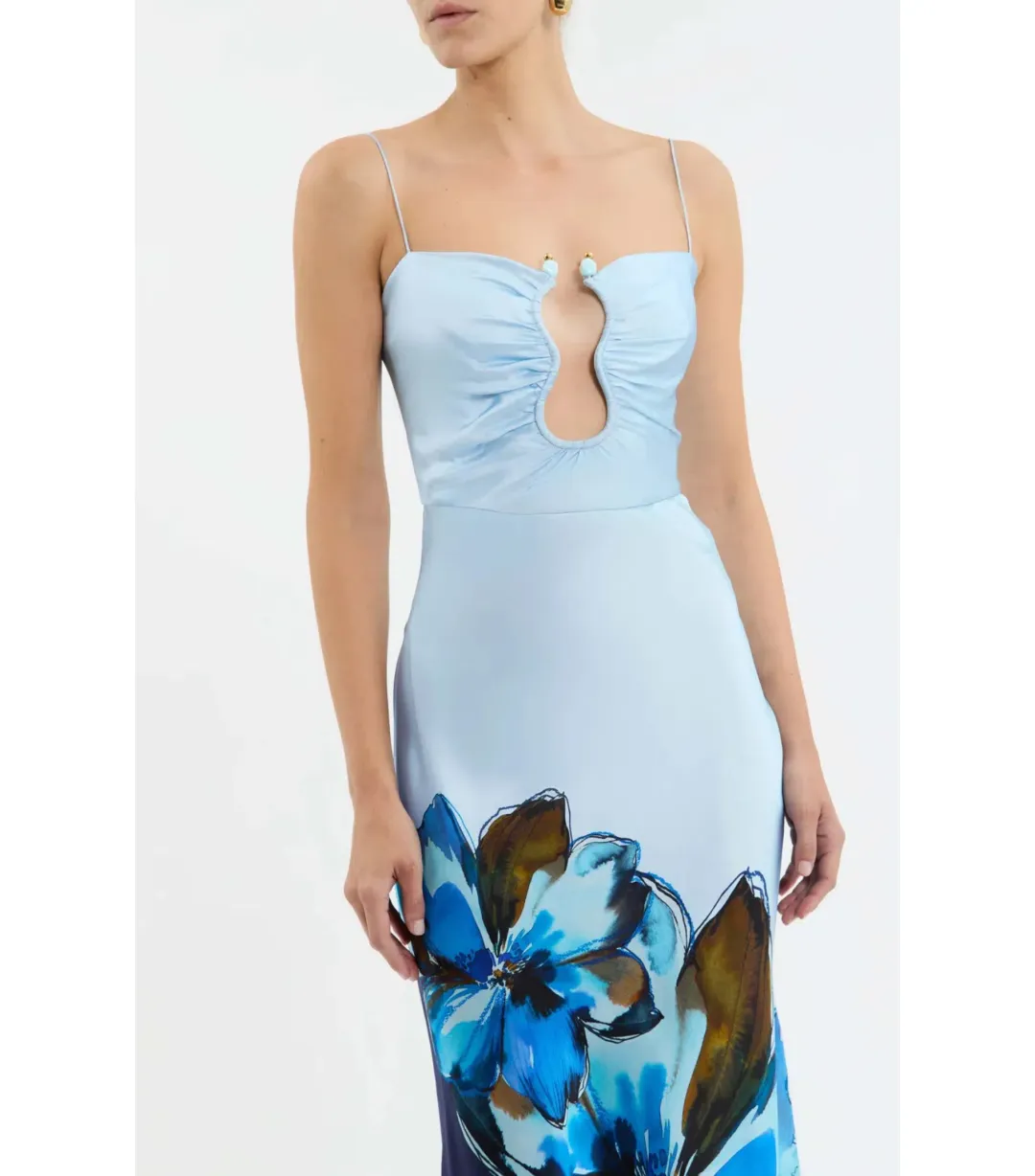 Rebecca Vallance Cyran Midi Dress Blue Print Size AU 8 for rent on The Volte - main image