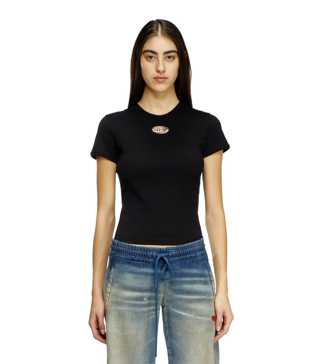 Diesel T-UNCUTIE-LONG-OD-Q1 Tshirt Black Size AU 8 for rent on The Volte - main image