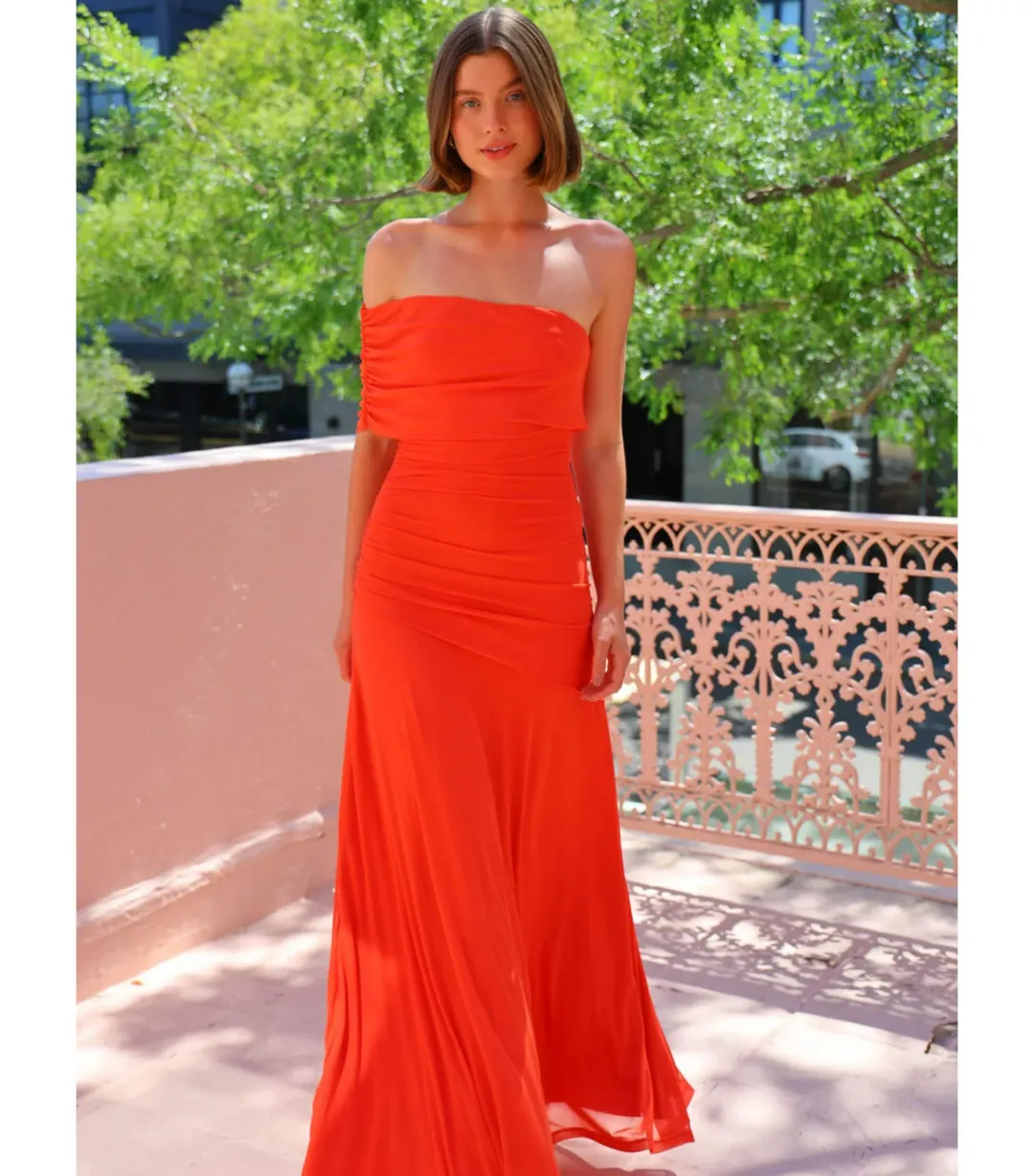 By Nicola Fiesta Off Shoulder Maxi Dress in Fiesta Size AU 6 for rent on The Volte - main image