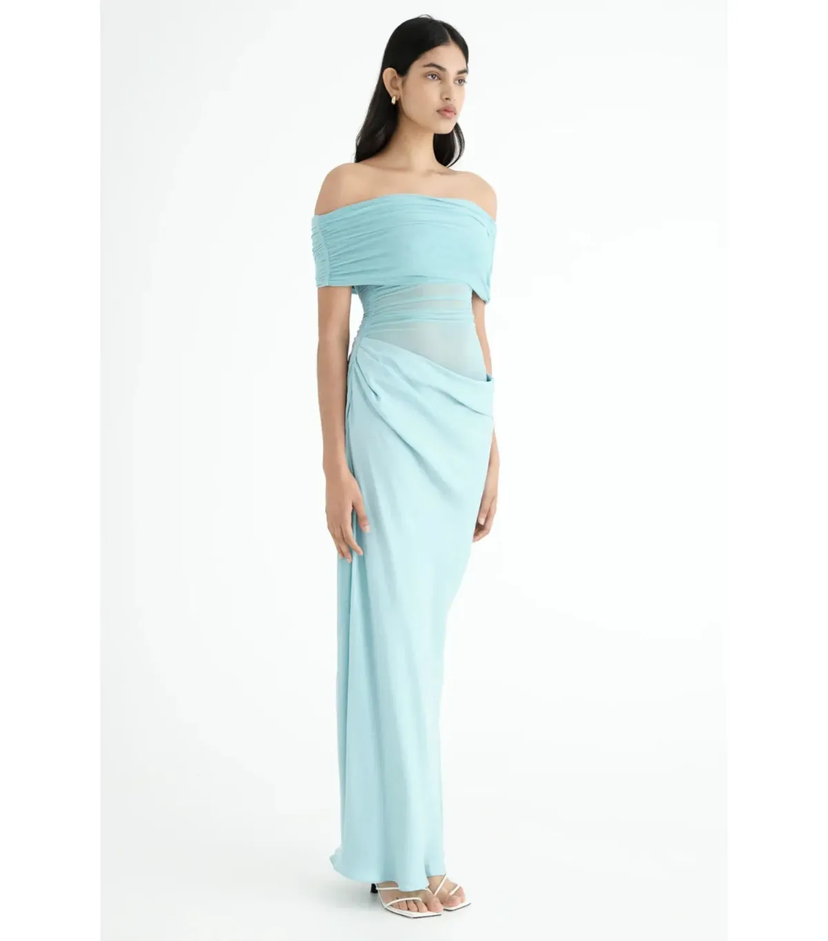 Benni Nico Off Shoulder Maxi Dress Aqua Size AU 6  - Image 2