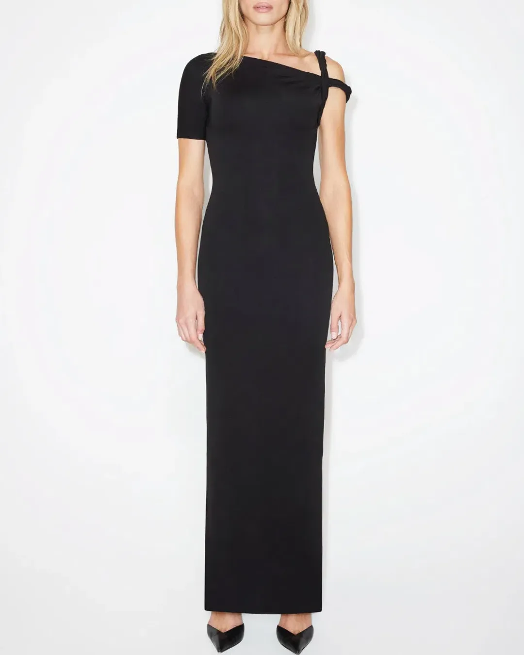 KHY Sueded Stretch Twist Maxi Dress Black Size S / Au 8  for rent on The Volte - main image