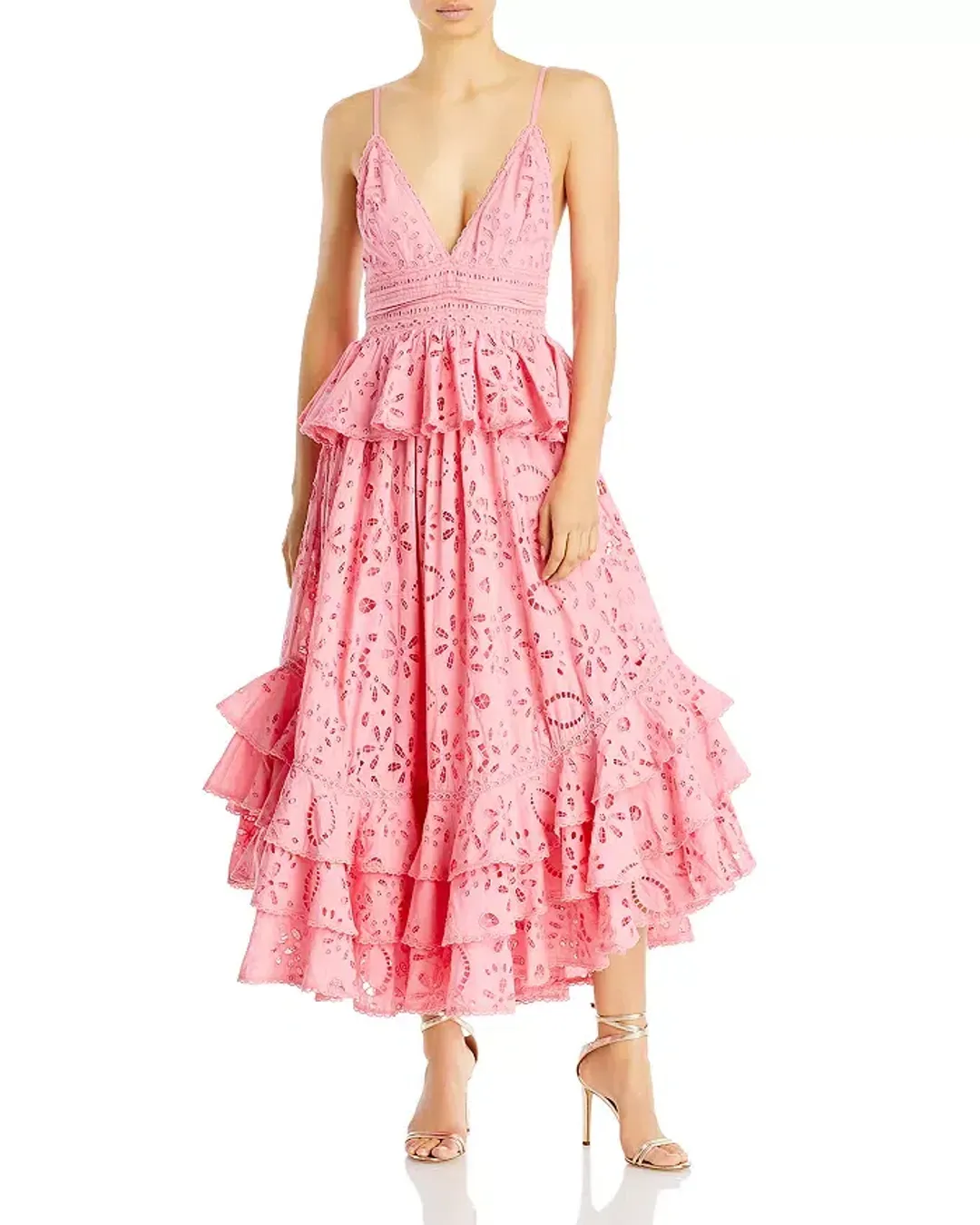 Rococo Sand Moss Tiered Maxi Dress Pink Size S / AU 8 for rent on The Volte - main image
