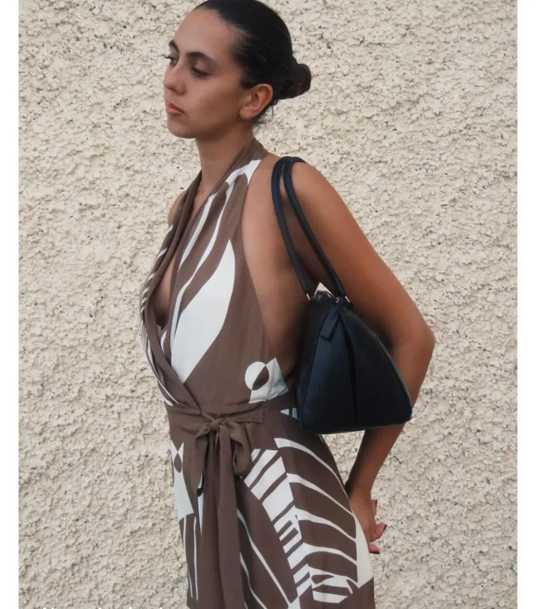 Sir The Label Almara Wrap Halter Mini Dress Espresso Stripe Size 3 / AU 12 for rent on The Volte - main image