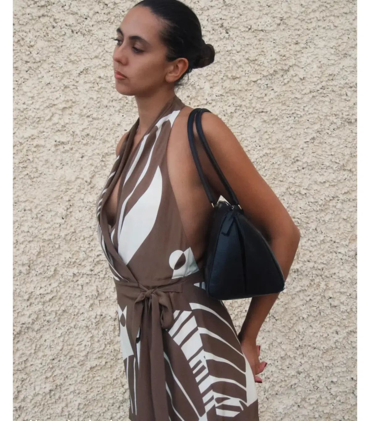 Sir The Label Almara Wrap Halter Mini Dress Espresso Stripe Size 3 / AU 12 - Image 3