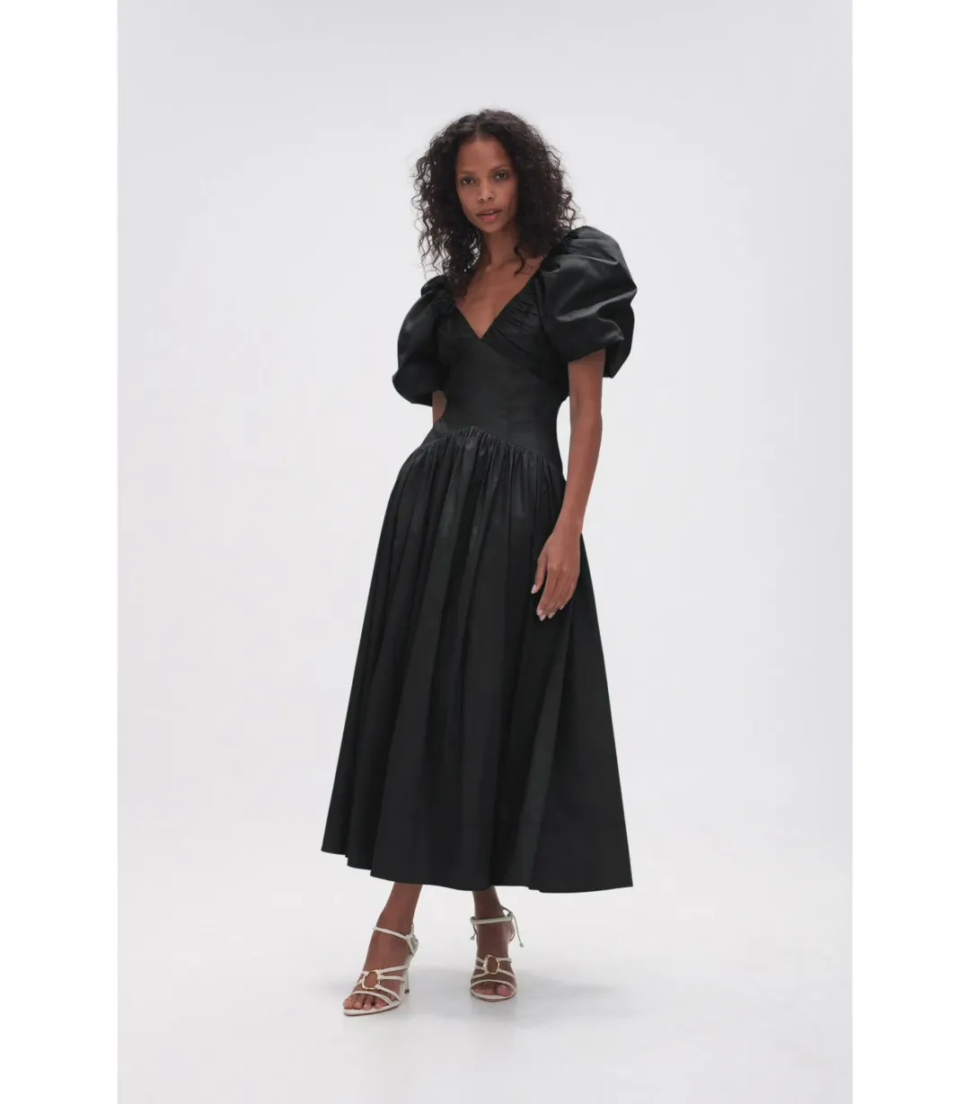 Aje Gabrielle Plunge Midi Dress Black Size AU 16 for rent on The Volte - main image