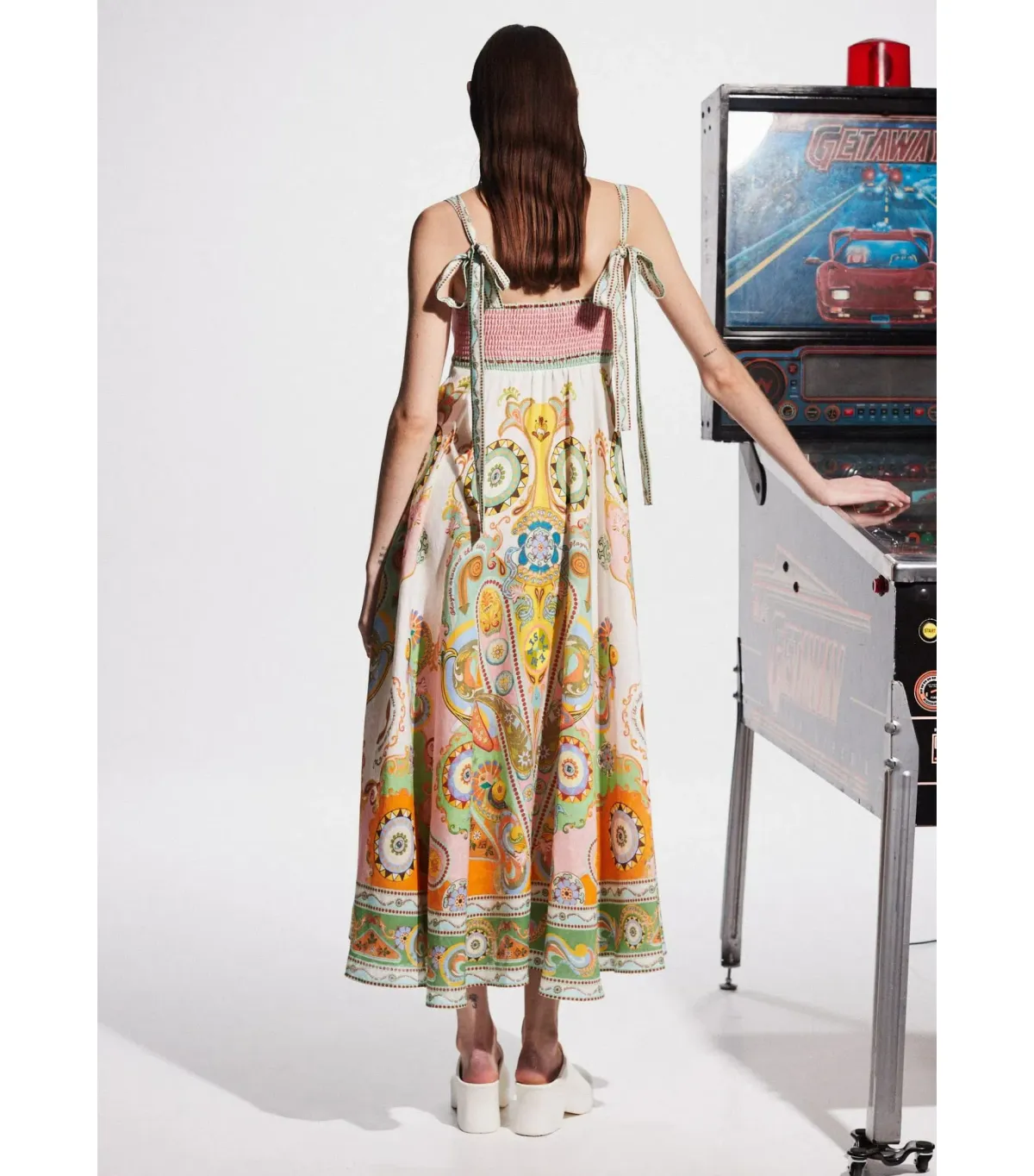 Alemais Pinball Linen Midi Dress Multi Size AU 16 - Image 2