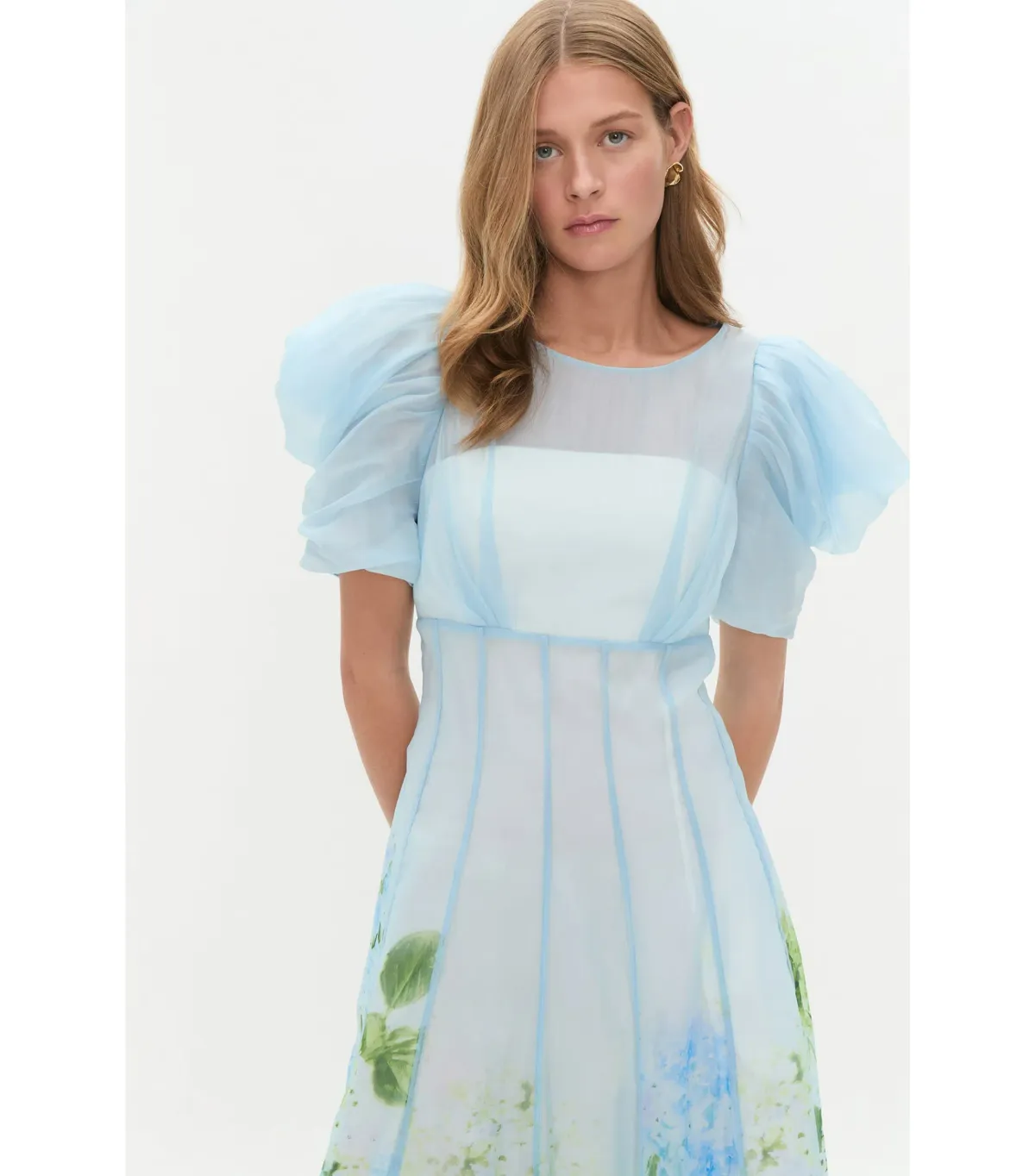 Aje Clementine Midi Dress Blue Hydrangea Size AU 16 - Image 3