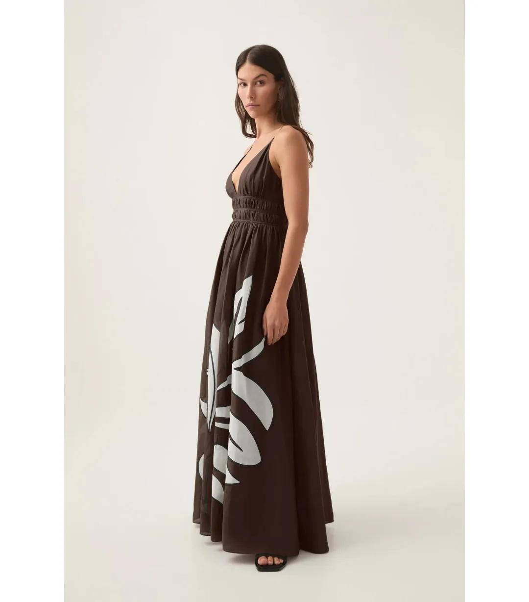 Aje Planetary Maxi Dress in Abstract Fern Carob Size AU 16 for rent on The Volte - main image