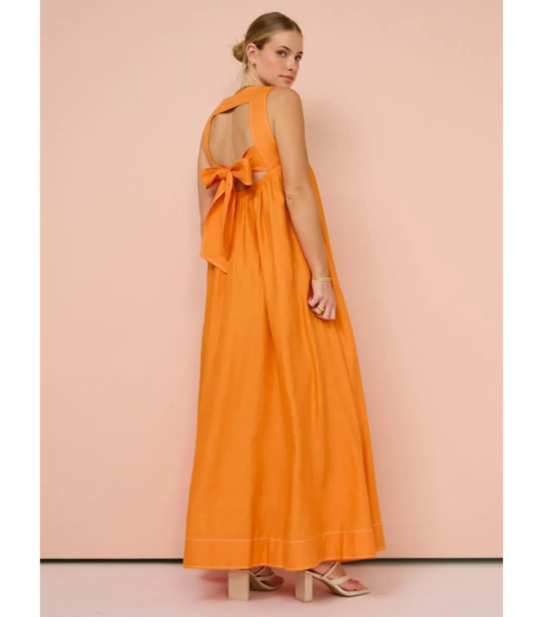 Hansen & Gretel Paloma Maxi Dress Tangerine Size AU 16 for rent on The Volte - main image