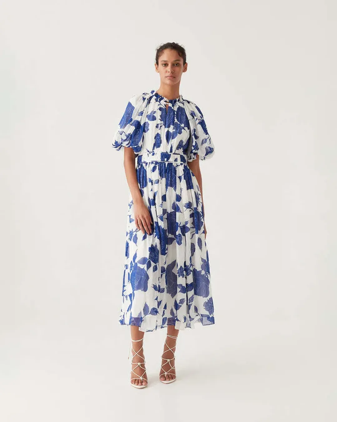 Aje Elsyium Floral Midi Dress Neo Rose Size AU 16 for rent on The Volte - main image