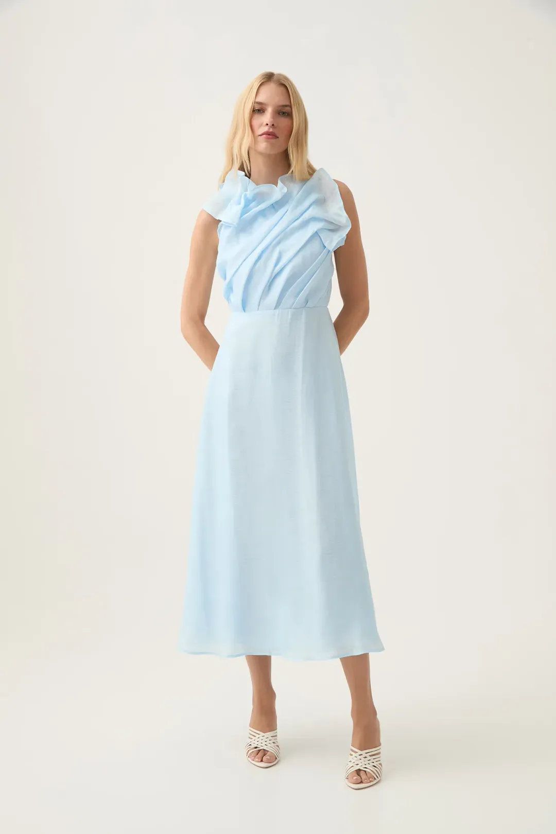 Aje Genesis Midi Dress Sea Breeze Size AU 16  for rent on The Volte - main image