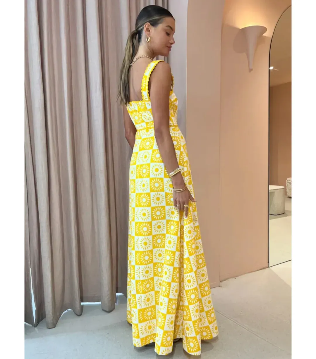 By Nicola Goldie Maxi Dress in Sol Yellow Size AU 10 for rent on The Volte - main image