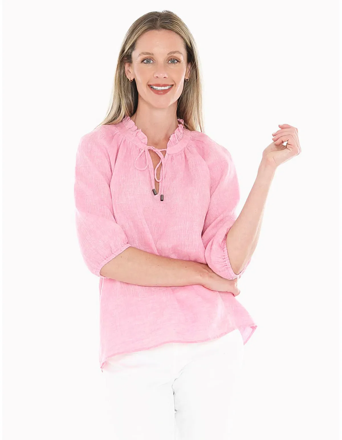 Jump Ruffle Neck Top Flamingo Size AU 16  - Image 4