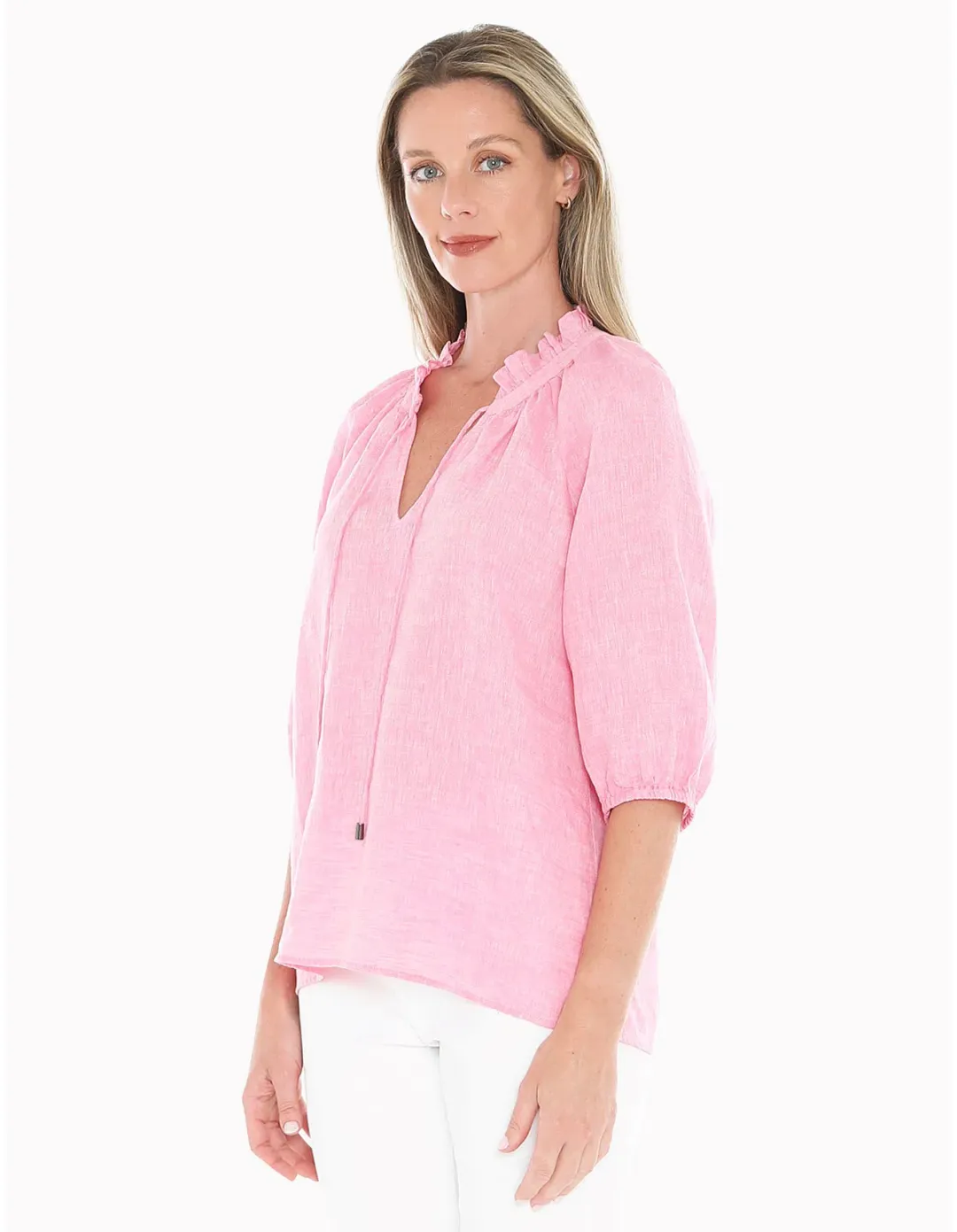 Jump Ruffle Neck Top Flamingo Size AU 16  for rent on The Volte - main image