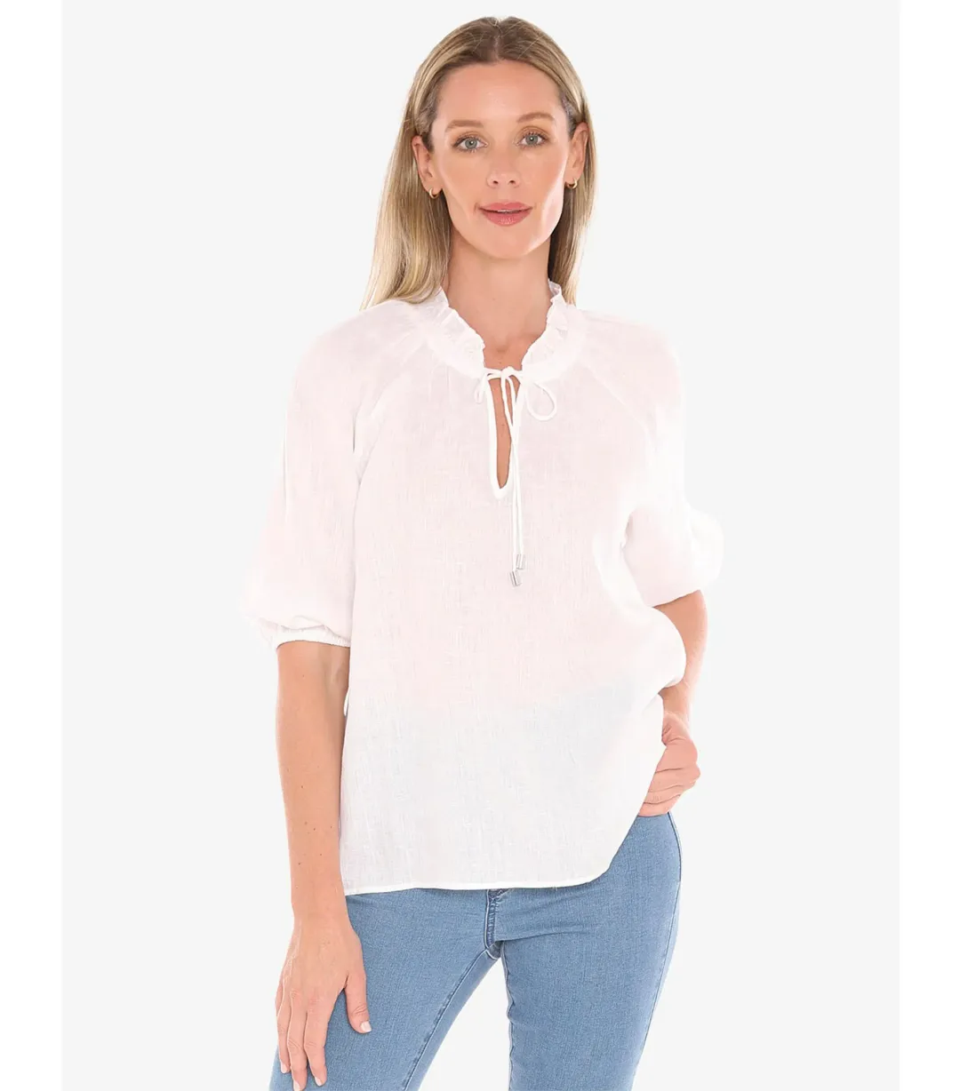 Jump Ruffle Neck Top White Size AU 16  for rent on The Volte - main image