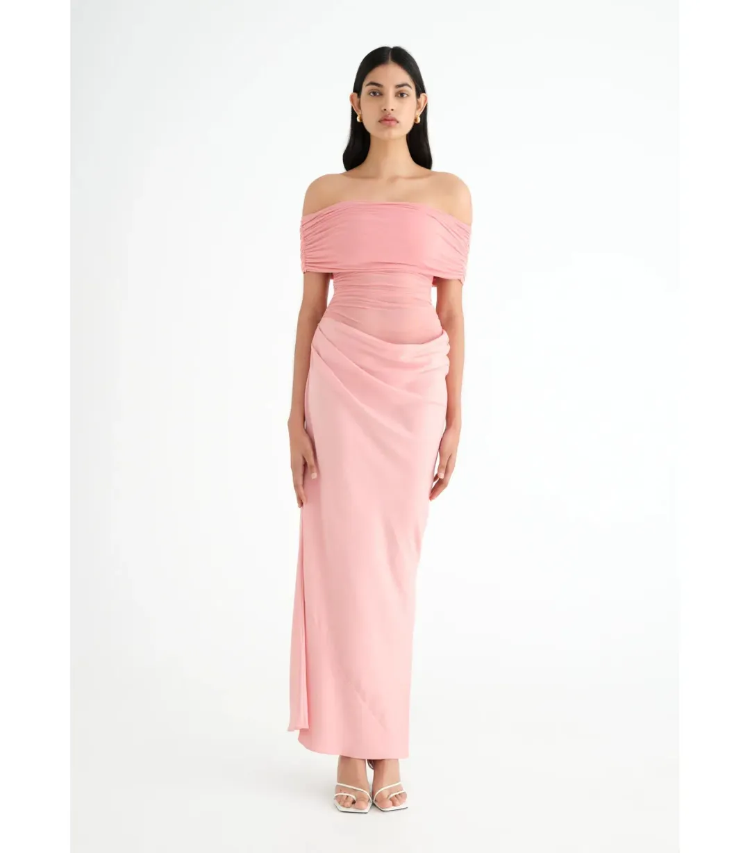 Benni Nico Off Shoulder Maxi Dress Candy Floss Pink Size AU 10 for rent on The Volte - main image