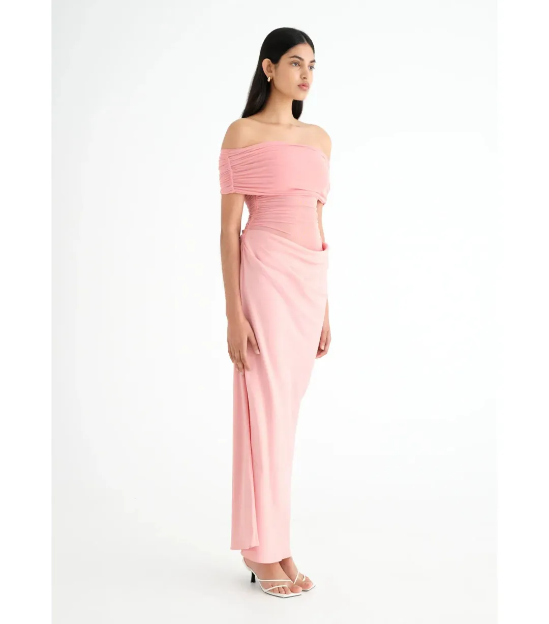 Benni Nico Off Shoulder Maxi Dress Candy Floss Pink Size AU 10 for rent on The Volte - main image