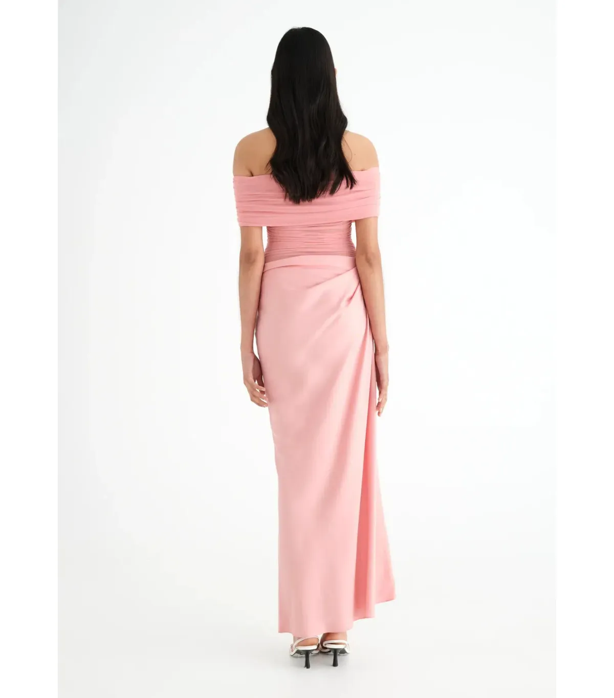 Benni Nico Off Shoulder Maxi Dress Candy Floss Pink Size AU 10 - Image 3