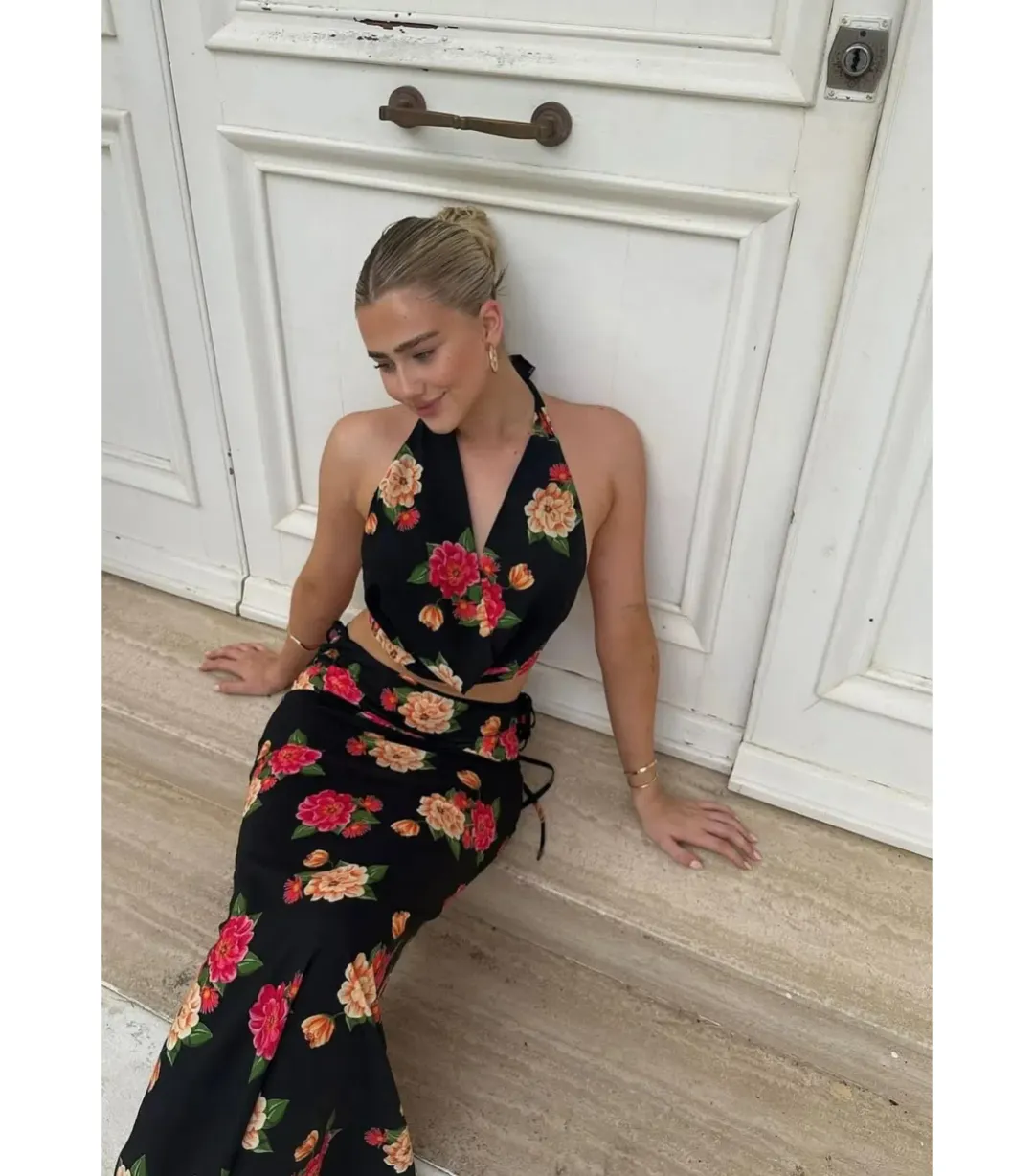 Vdm The Label Romy Top and Evvy Skirt Set in Camellia Size AU 10 for rent on The Volte - main image